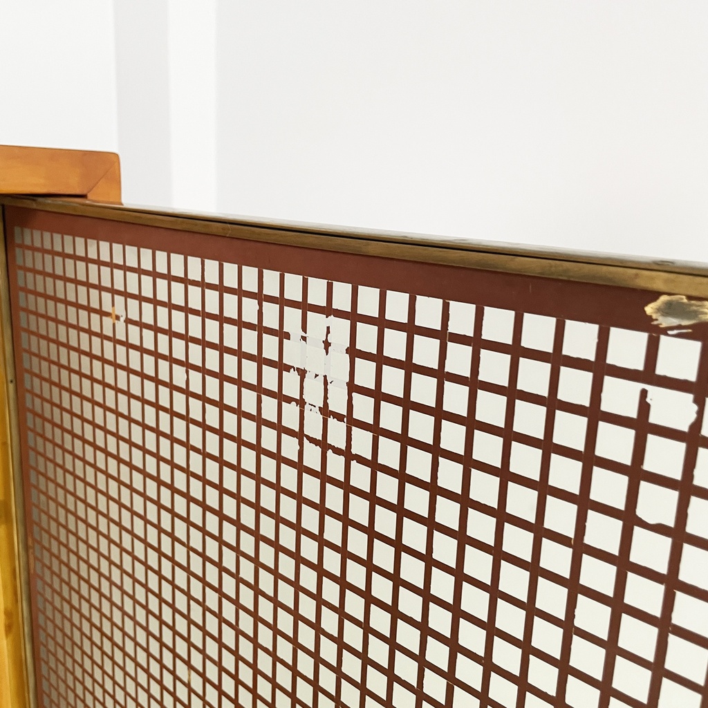 Sideboard in legno, ottone e vetro, 1940 ca.