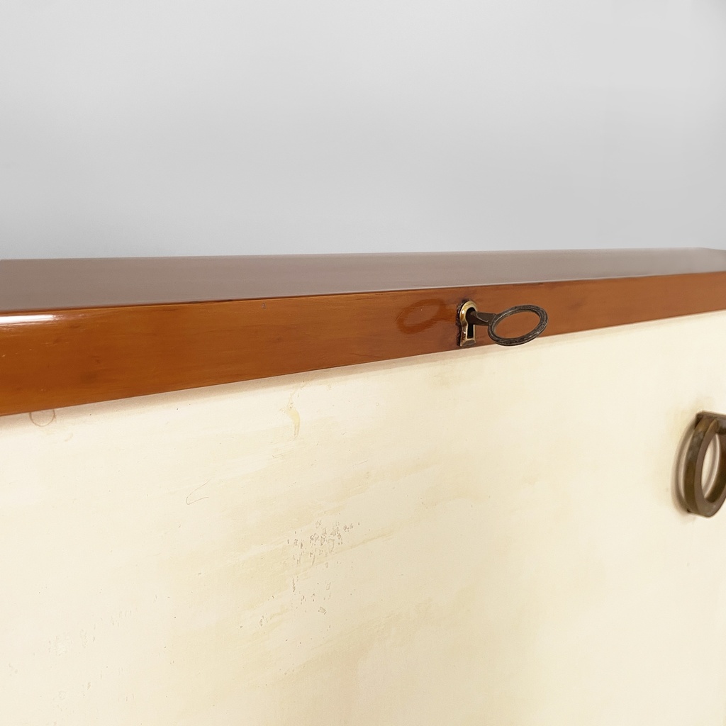 Sideboard in legno, ottone e vetro, 1940 ca.