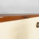 Sideboard in legno, ottone e vetro, 1940 ca.