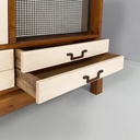 Sideboard in legno, ottone e vetro, 1940 ca.