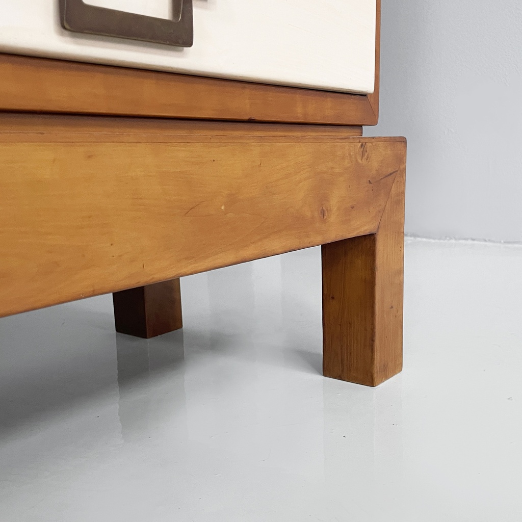 Sideboard in legno, ottone e vetro, 1940 ca.