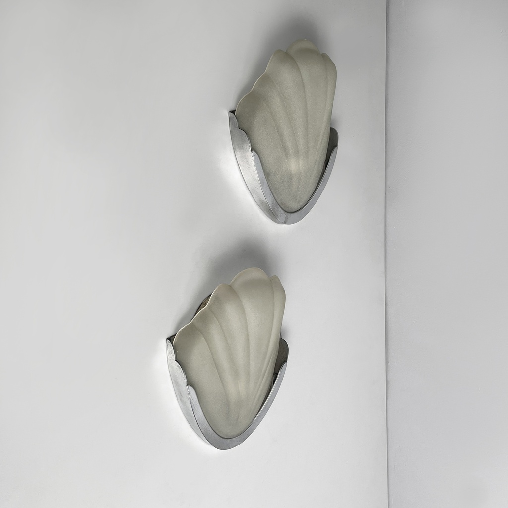 Applique a conchiglia in vetro e metallo, 1930 ca.