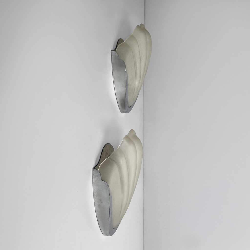 Applique a conchiglia in vetro e metallo, 1930 ca.