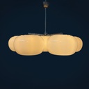 Lampadario in vetro opalino e metallo, 1970 ca.