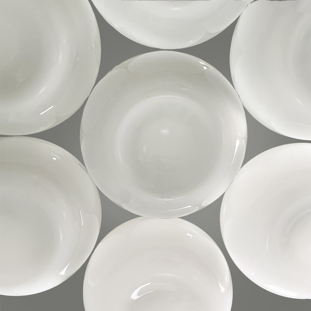 Lampadario in vetro opalino e metallo, 1970 ca.