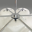 Lampadario in vetro opalino e metallo, 1970 ca.