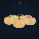 Lampadario in vetro opalino e metallo, 1970 ca.