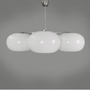 Lampadario in vetro opalino e metallo, 1970 ca.