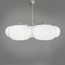 Lampadario in vetro opalino e metallo, 1970 ca.