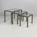 Tavoli da caffè in metallo e vetro, 1980 ca.
