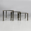 Tavoli da caffè in metallo e vetro, 1980 ca.