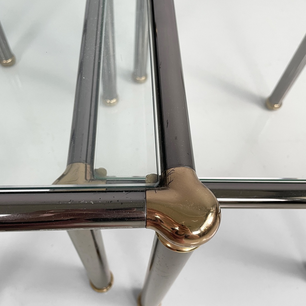 Tavoli da caffè in metallo e vetro, 1980 ca.