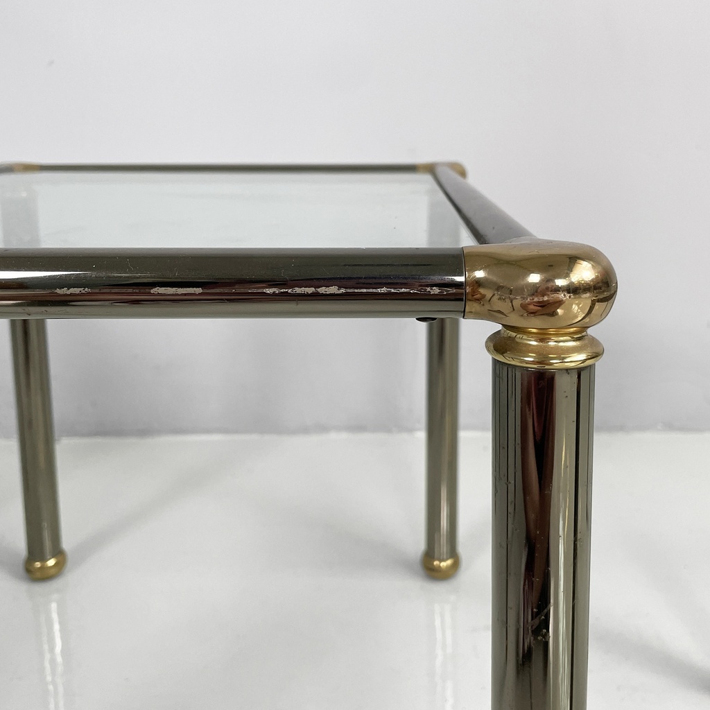 Tavoli da caffè in metallo e vetro, 1980 ca.