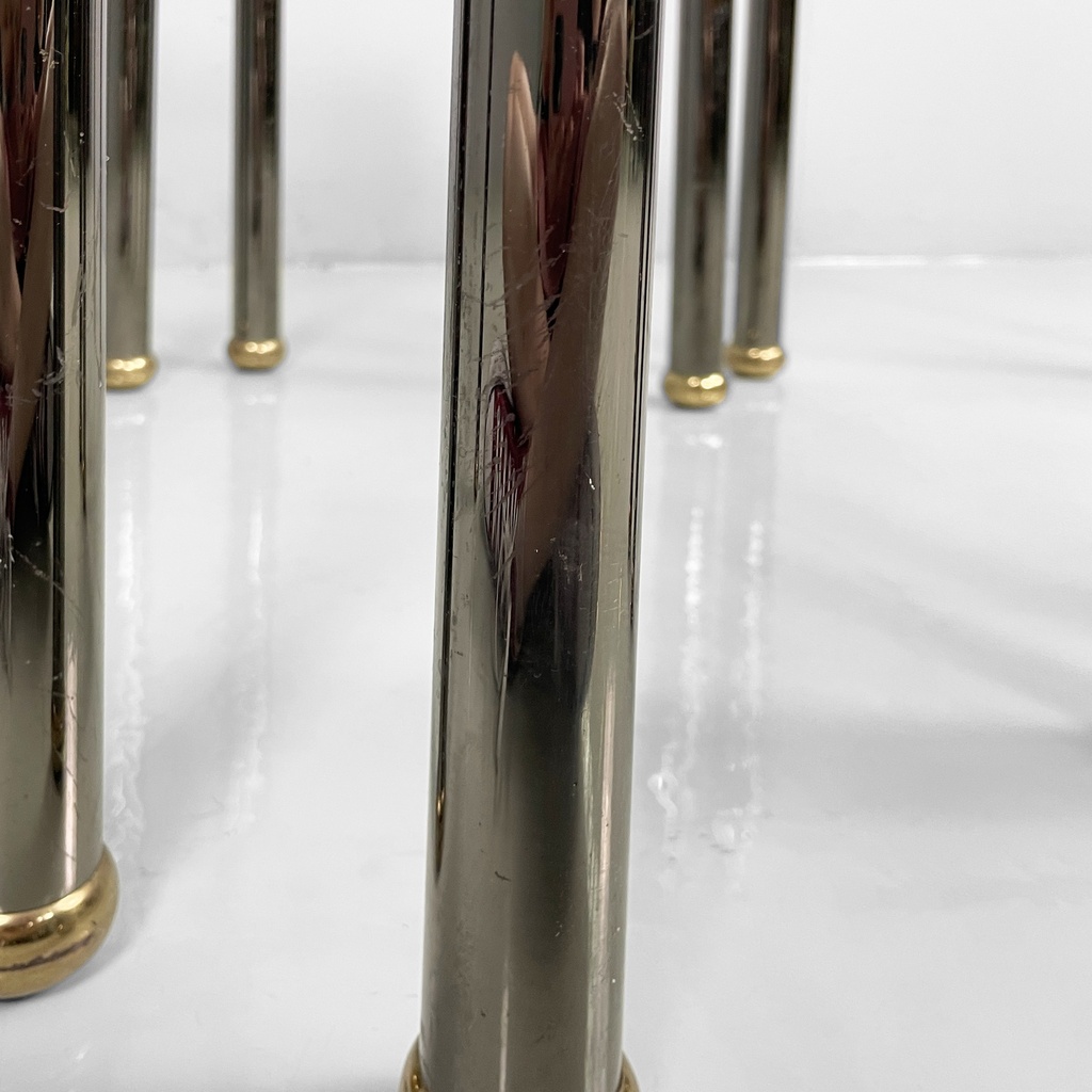 Tavoli da caffè in metallo e vetro, 1980 ca.