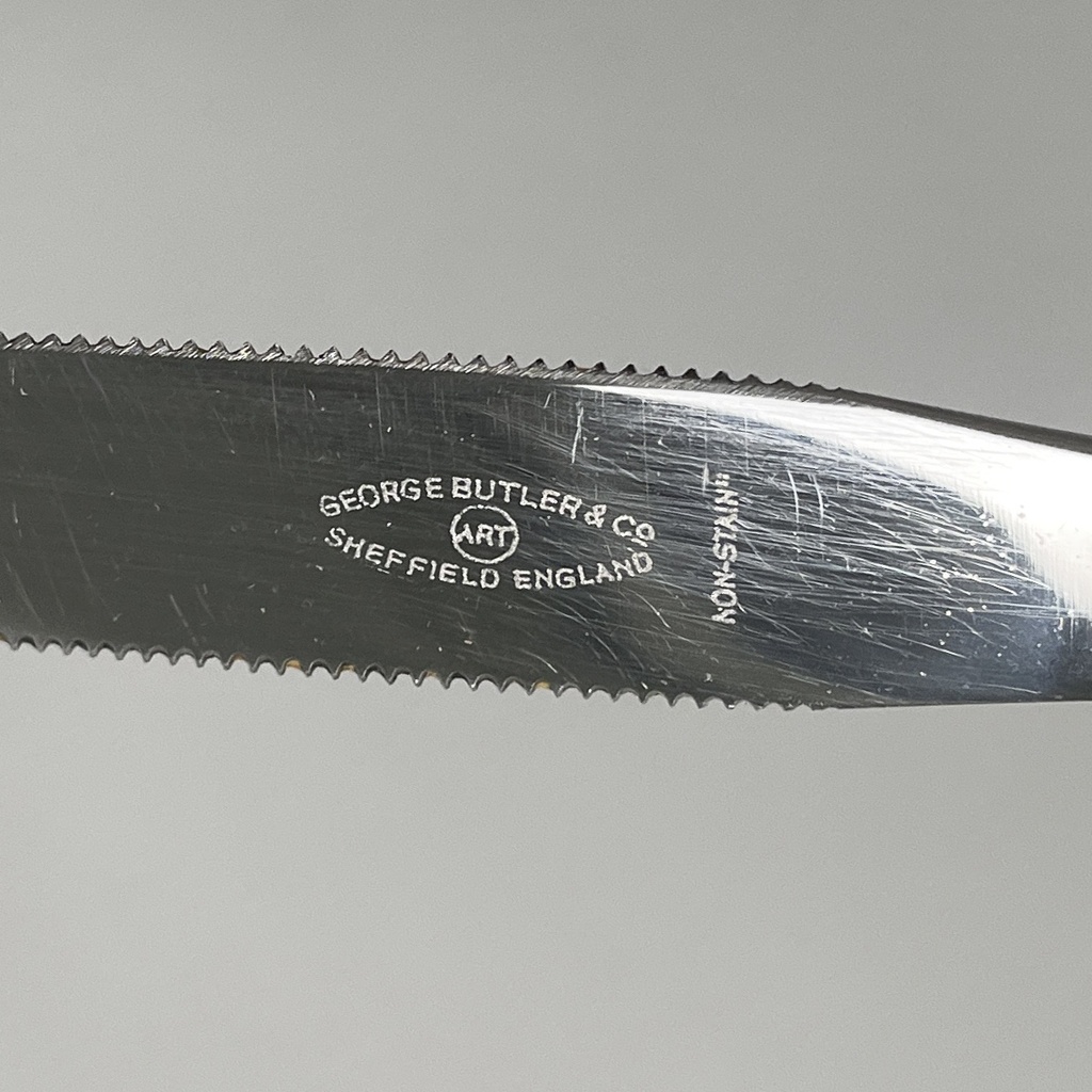 Coltello e cucchiai da pompelmo placcati argento, 1950 ca.