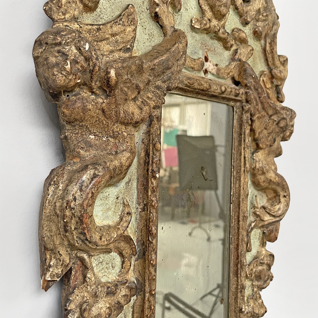 Specchiere in legno dorato e verde chiaro, 1900 ca.