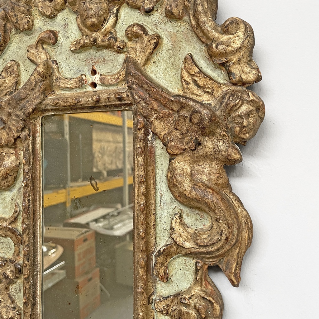 Specchiere in legno dorato e verde chiaro, 1900 ca.