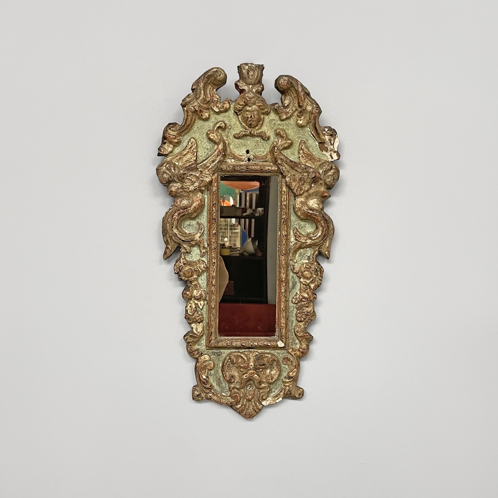 Specchiere in legno dorato e verde chiaro, 1900 ca.