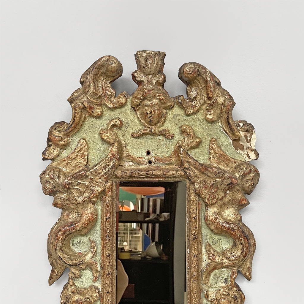 Specchiere in legno dorato e verde chiaro, 1900 ca.