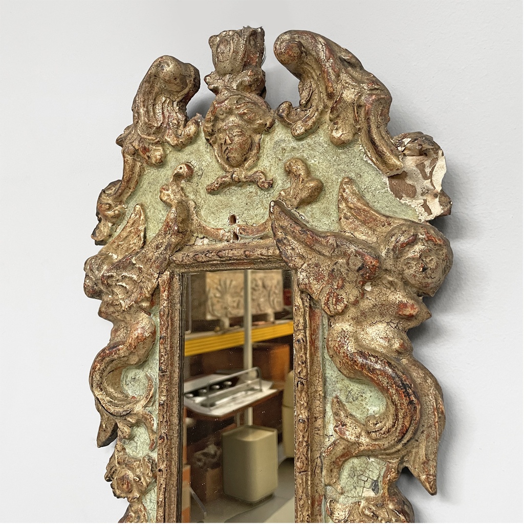 Specchiere in legno dorato e verde chiaro, 1900 ca.