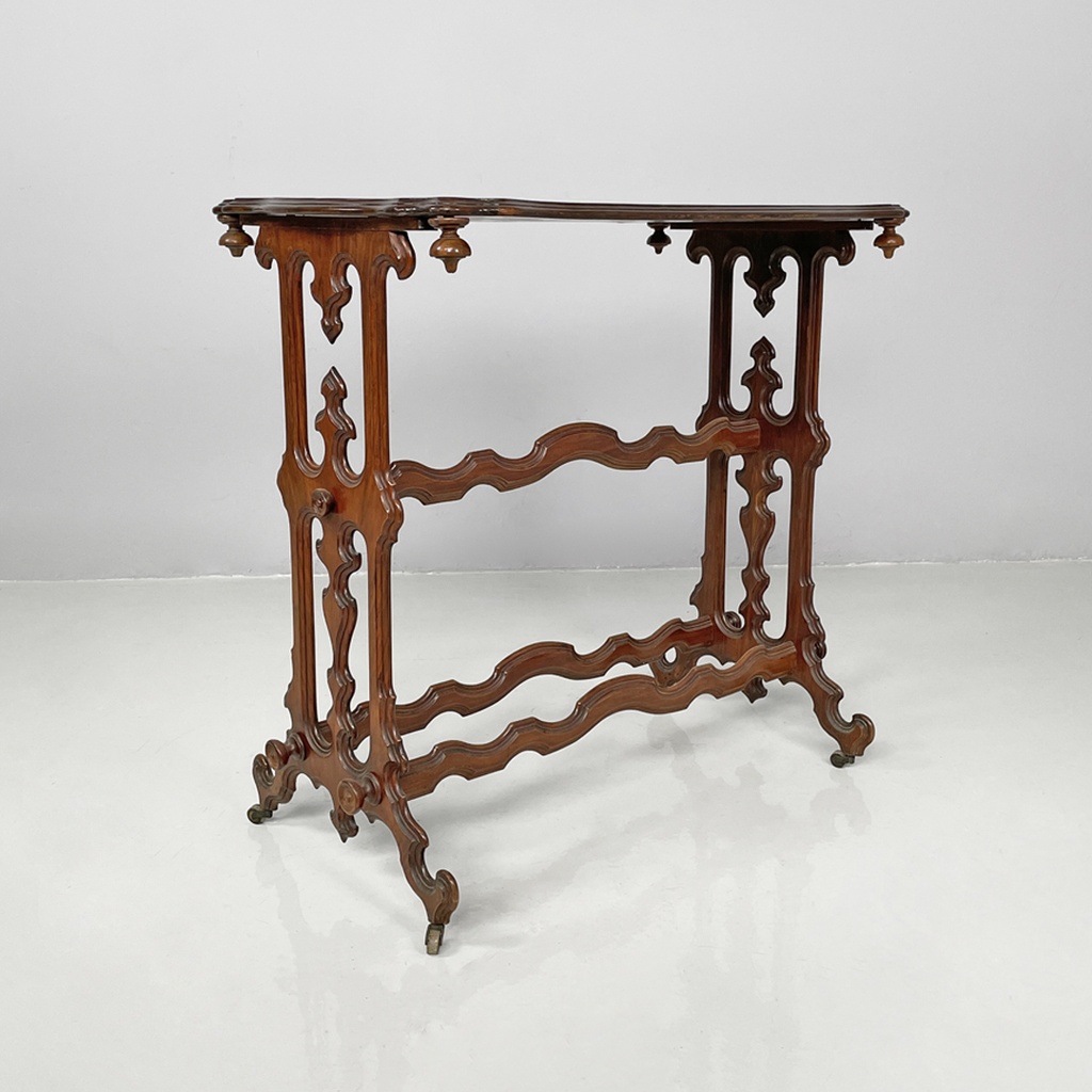 Tavolo da caffè in legno con ruote, 1800 ca.