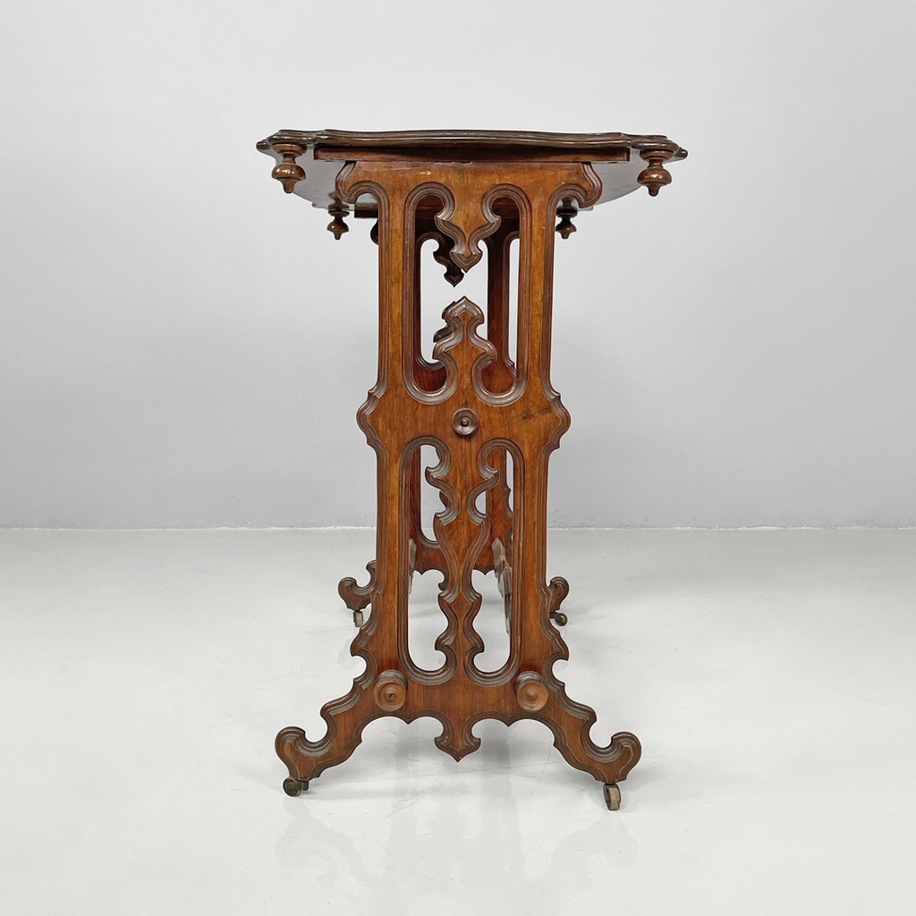 Tavolo da caffè in legno con ruote, 1800 ca.