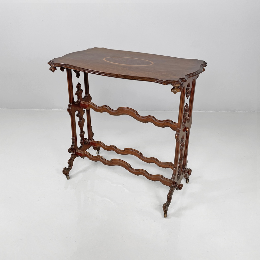 Tavolo da caffè in legno con ruote, 1800 ca.