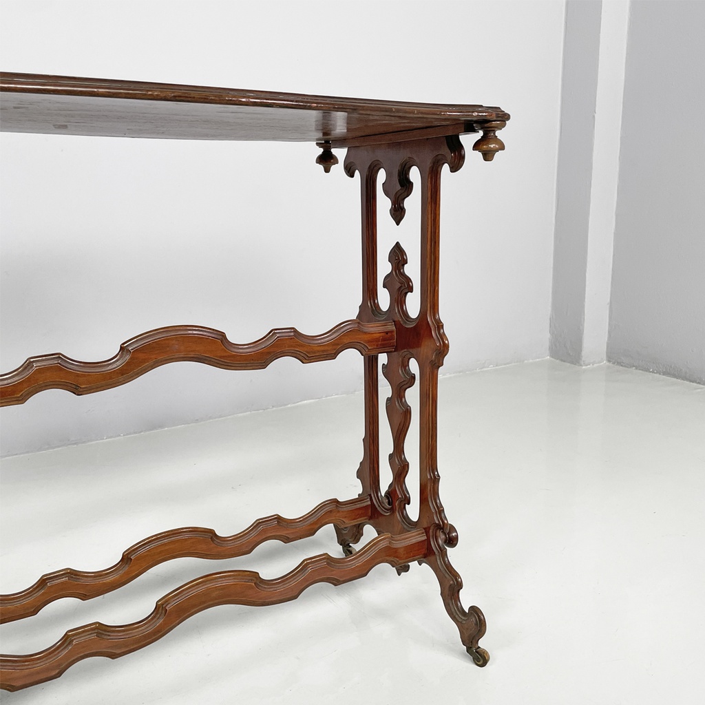 Tavolo da caffè in legno con ruote, 1800 ca.