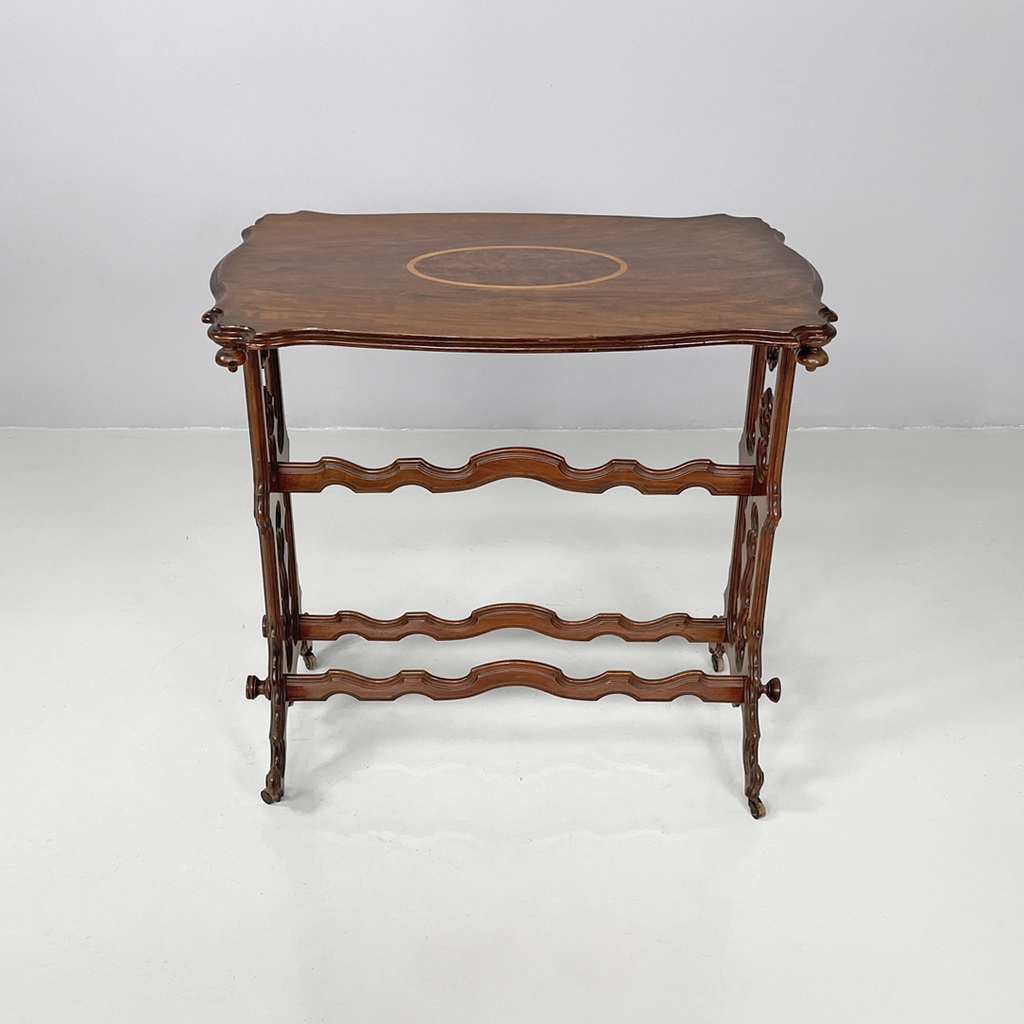 Tavolo da caffè in legno con ruote, 1800 ca.