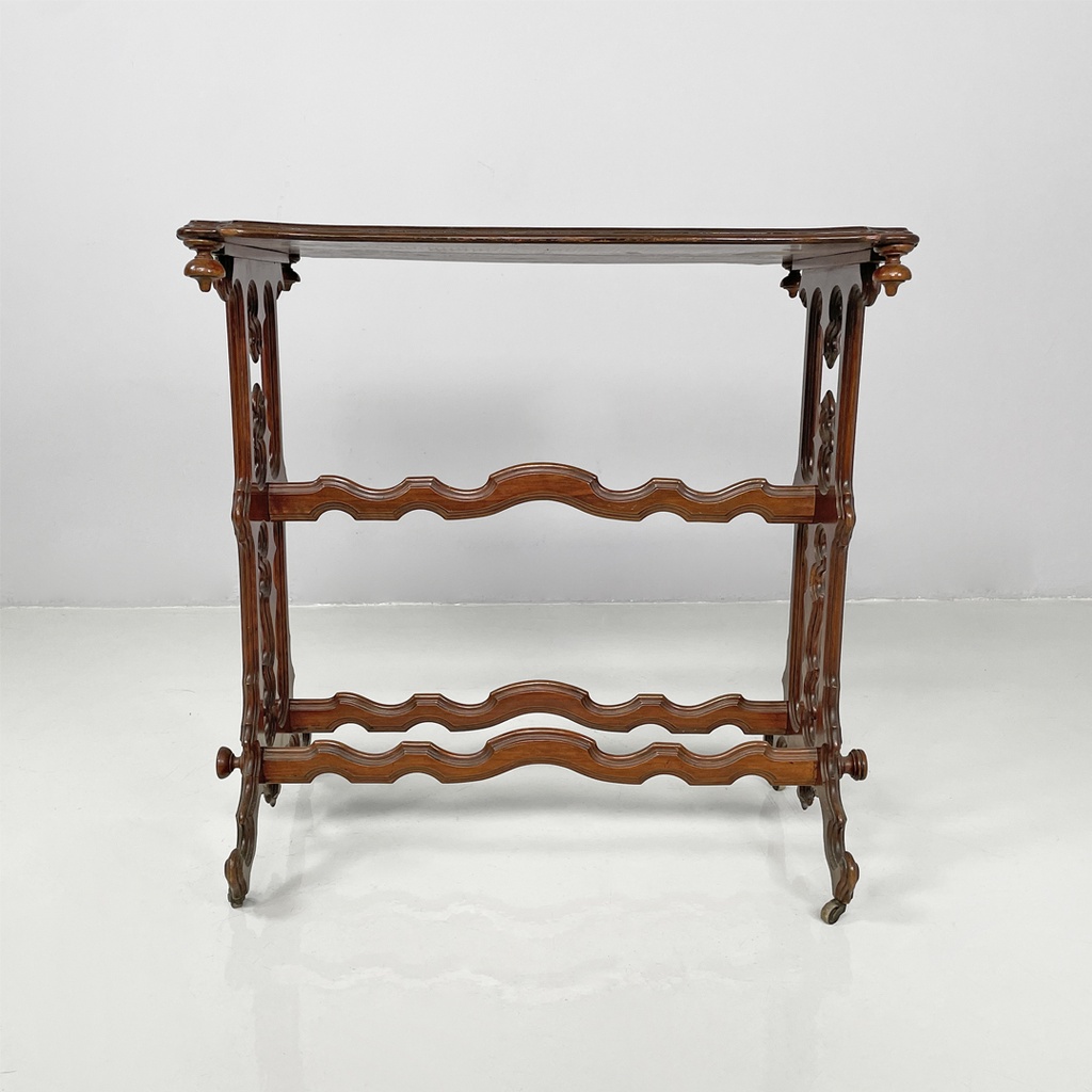 Tavolo da caffè in legno con ruote, 1800 ca.