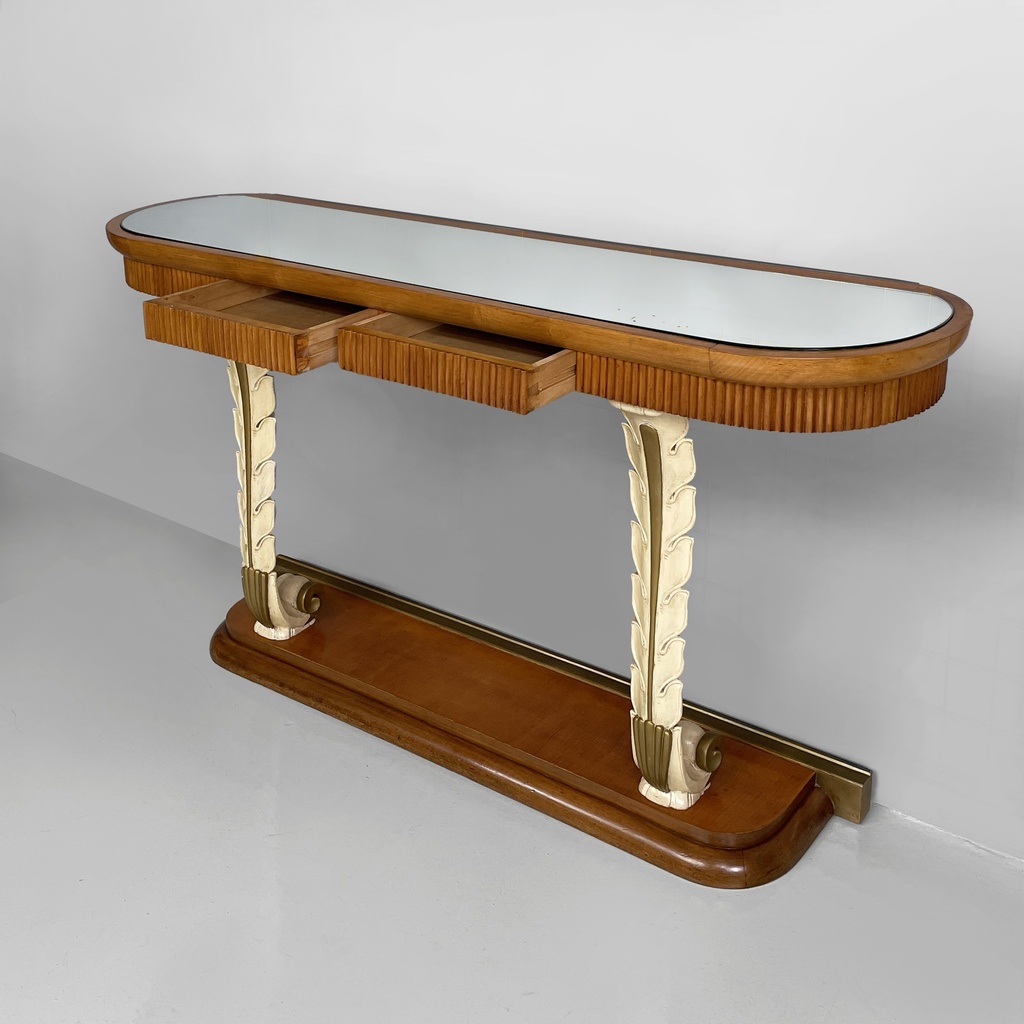 Consolle in legno e specchio, 1940 ca.