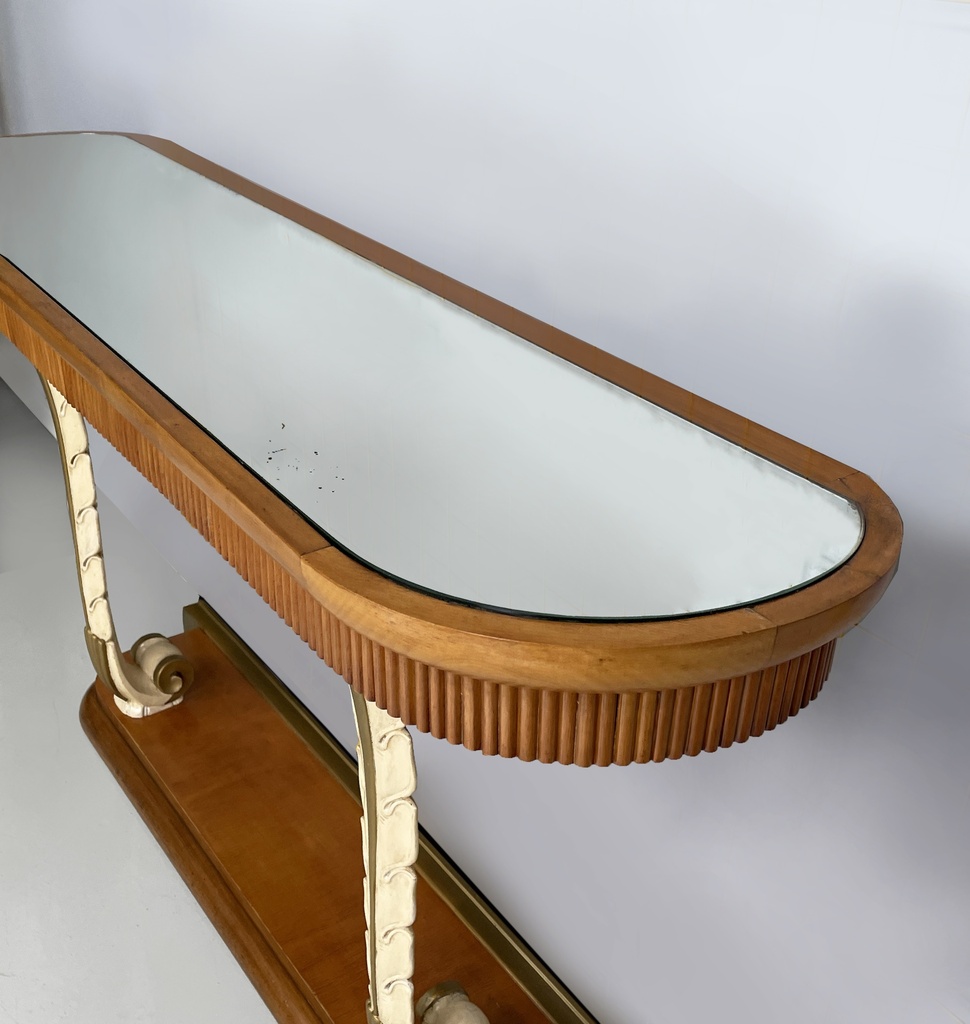 Consolle in legno e specchio, 1940 ca.