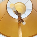 Lampada da terra in velluto e ottone, 1940 ca.