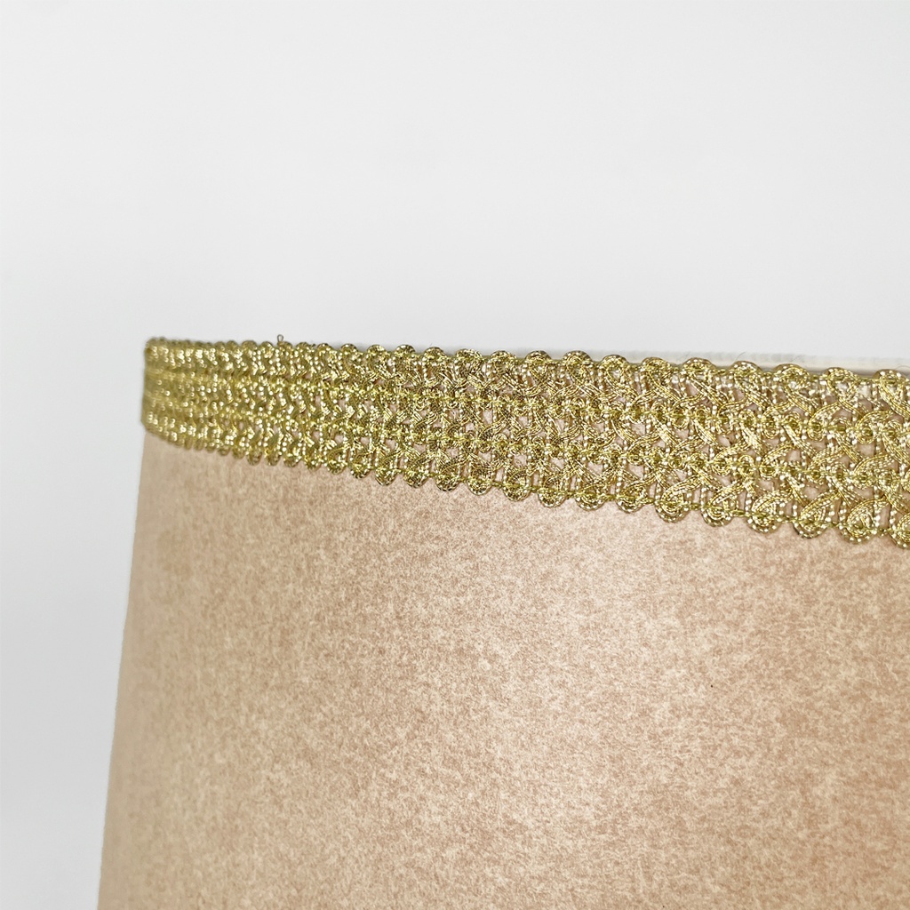 Lampada da terra in velluto e ottone, 1940 ca.