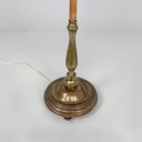 Lampada da terra in velluto e ottone, 1940 ca.