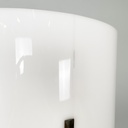 Lampada da terra in metallo brunito e plexiglass bianco, 1970 ca.