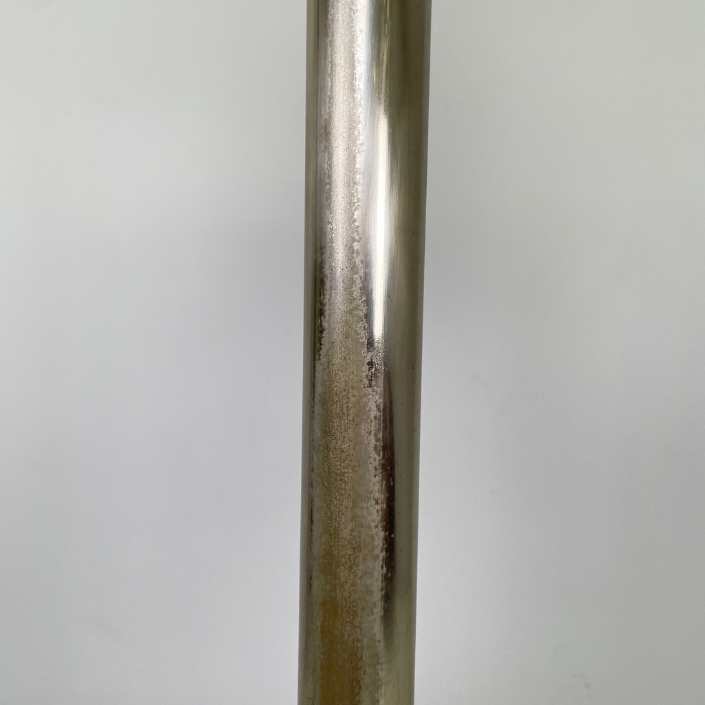 Lampada da terra in metallo brunito e plexiglass bianco, 1970 ca.