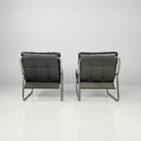 Poltrone in metallo e pelle nera sintetica, 1970 ca.