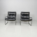 Poltrone in metallo e pelle nera sintetica, 1970 ca.