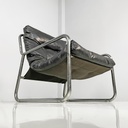 Poltrone in metallo e pelle nera sintetica, 1970 ca.