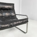 Poltrone in metallo e pelle nera sintetica, 1970 ca.