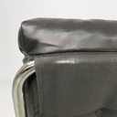 Poltrone in metallo e pelle nera sintetica, 1970 ca.