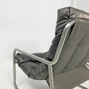 Poltrone in metallo e pelle nera sintetica, 1970 ca.