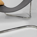 Poltrona in acciaio e pelle, 1970 ca.