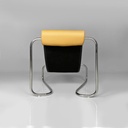 Poltrona in acciaio e pelle, 1970 ca.