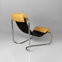 Poltrona in acciaio e pelle, 1970 ca.