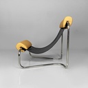 Poltrona in acciaio e pelle, 1970 ca.