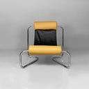 Poltrona in acciaio e pelle, 1970 ca.