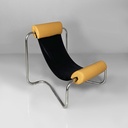 Poltrona in acciaio e pelle, 1970 ca.