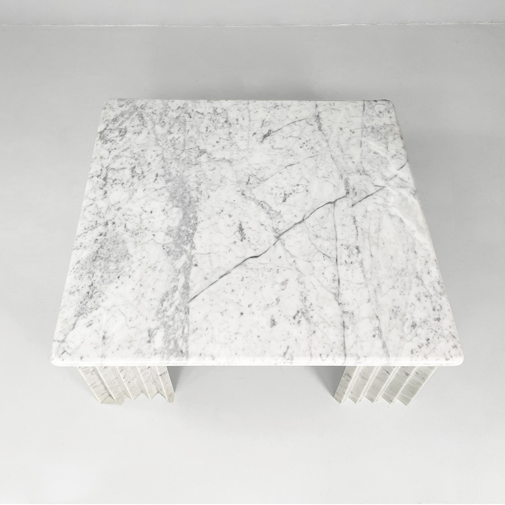Tavolo da caffè in marmo bianco, 1980 ca.
